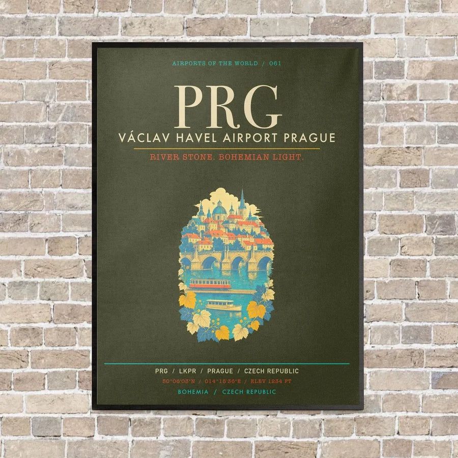 Vaclav Havel Airport Prague PRG - Canvas Framed - Green Army