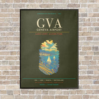 Thumbnail for Geneva Airport GVA - Canvas Framed - Green Army