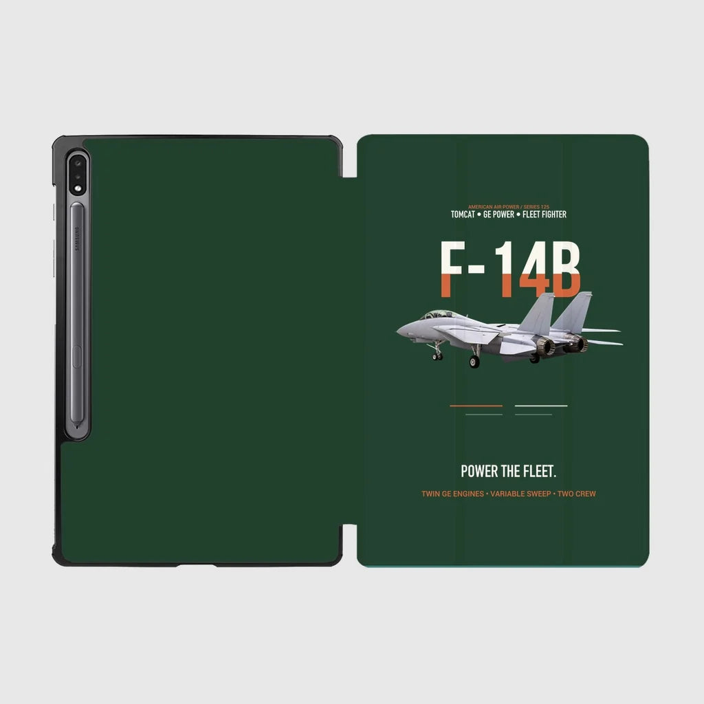 F-14B Tomcat Power The Fleet design on dark green samsung tablet tablet case