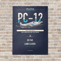 Thumbnail for Pilatus PC-12 PRO vertical canvas print - no frame - navy blue background