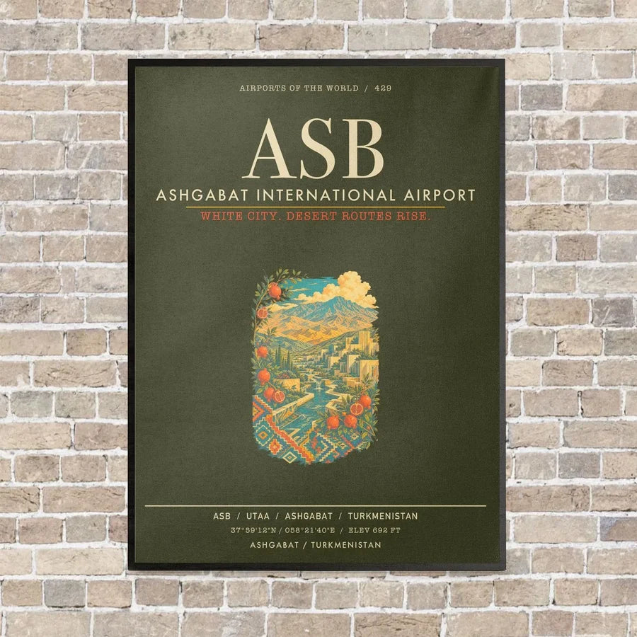 Ashgabat International Airport ASB - Canvas Framed - Green Army