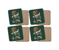 Thumbnail for How Planes Fly V2 design on dark green 4 pieces set coaster