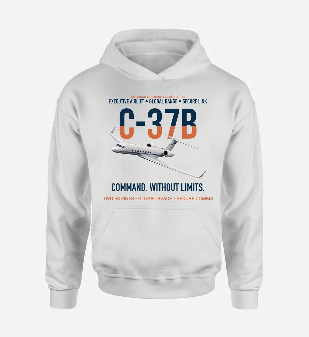 C-37B GULFSTREAM G550 design on white hoodie single side