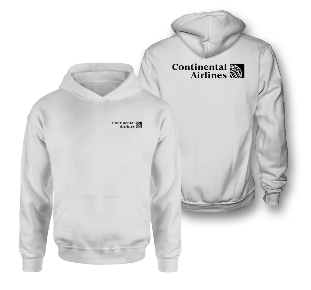 Continental Airlines logo on white double side hoodie