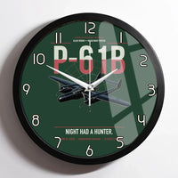 Thumbnail for P-61B Black Widow design on dark green framed wall clock