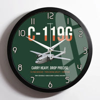 Thumbnail for C-119G Flying Boxcar design on dark green framed wall clock