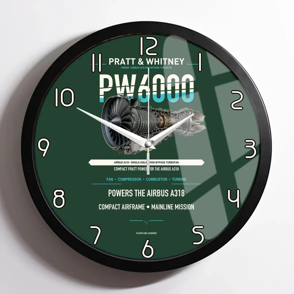 PW6000 design on dark green framed wall clock