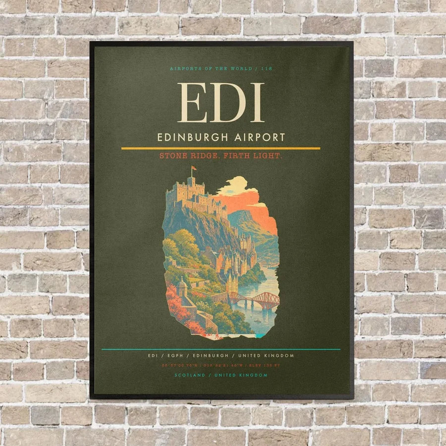 Edinburgh Airport EDI - Canvas Framed - Green Army