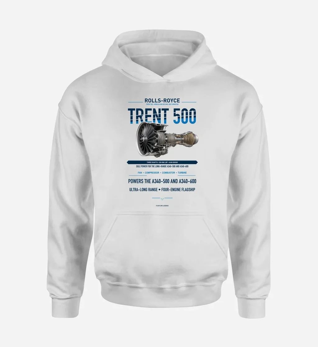 TRENT 500 design on white hoodie single side