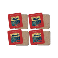 Thumbnail for The River Of Lights - Designed Coasters design on red 4-pieces-set