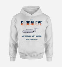 Thumbnail for Saab GlobalEye design on white double-side hoodie, single-side print