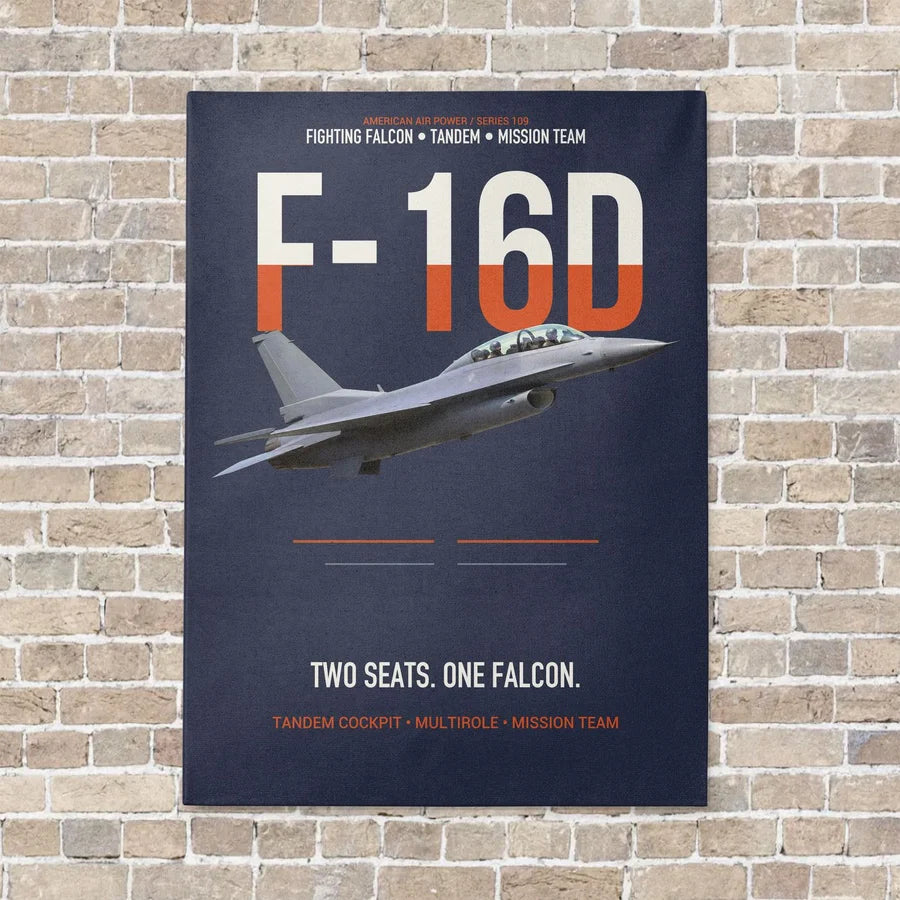 F-16D Fighting Falcon Two Seats One Falcon vertical canvas print - no frame - navy blue background