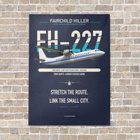 Thumbnail for Fairchild Hiller FH-227B vertical canvas print - no frame - navy blue background
