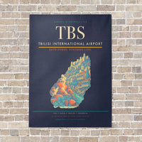 Thumbnail for Tbilisi International Airport TBS vertical canvas print - no frame - navy blue background
