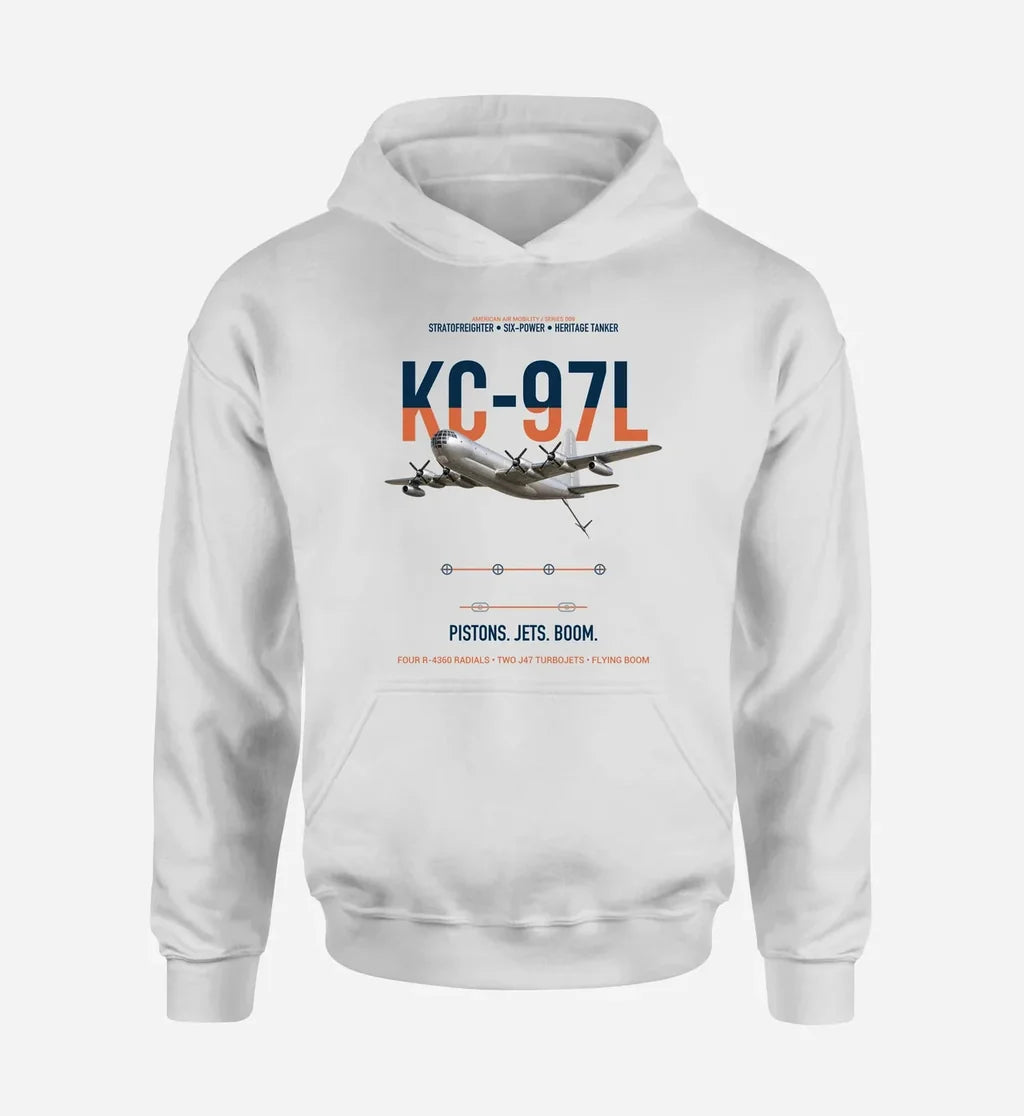 KC-97L STRATOFREIGHTER design on white double-side hoodie, single-side print