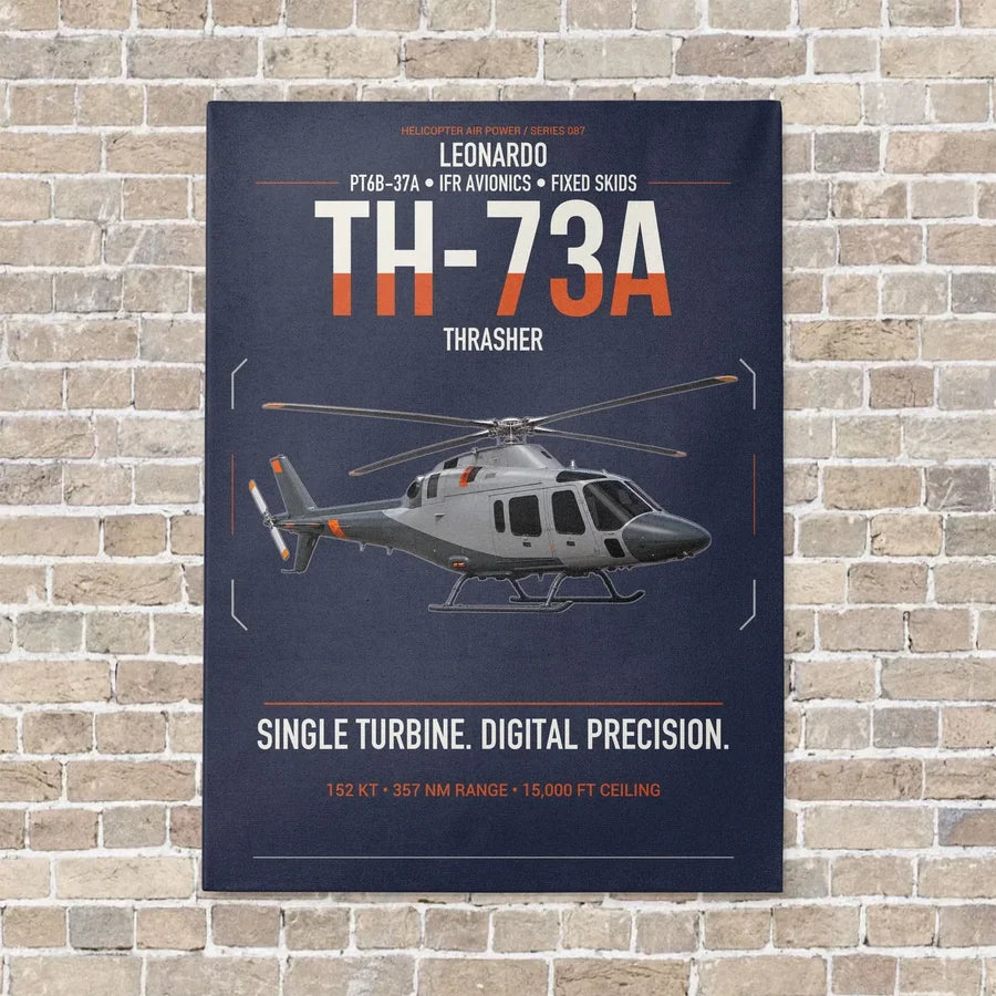 Leonardo TH-73A Thrasher vertical canvas print - no frame - navy blue background