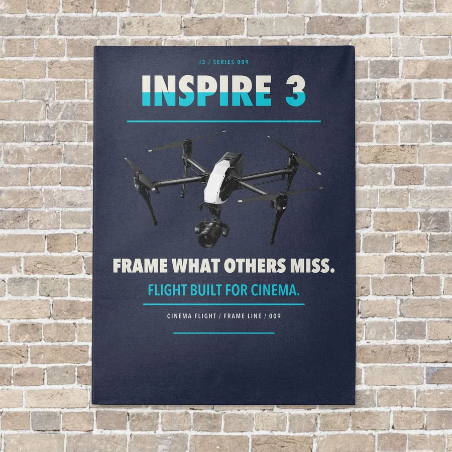 DJI Inspire 3 vertical canvas print - no frame - navy blue background