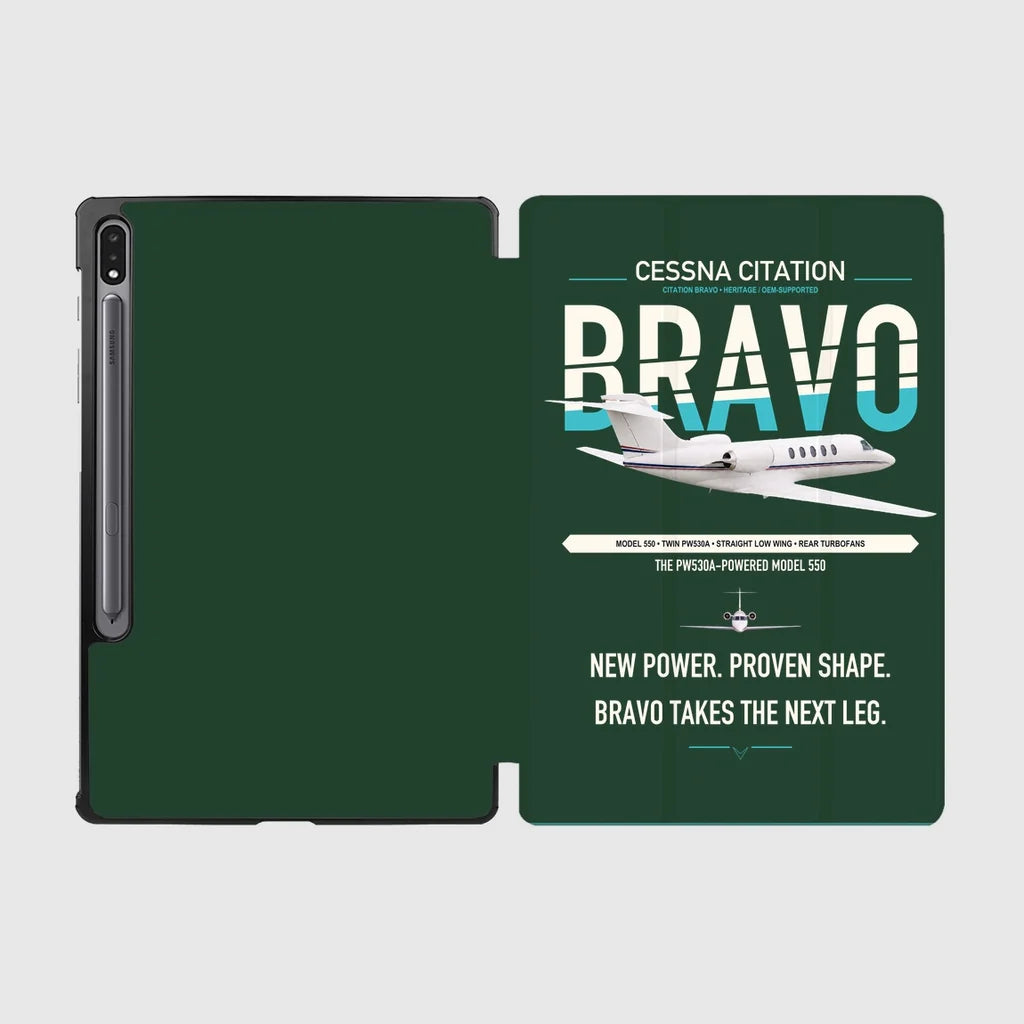 Cessna Citation Bravo design on dark green samsung tablet tablet case