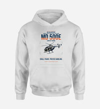 Thumbnail for MD Helicopters MD 500E design on white double-side hoodie, single-side print