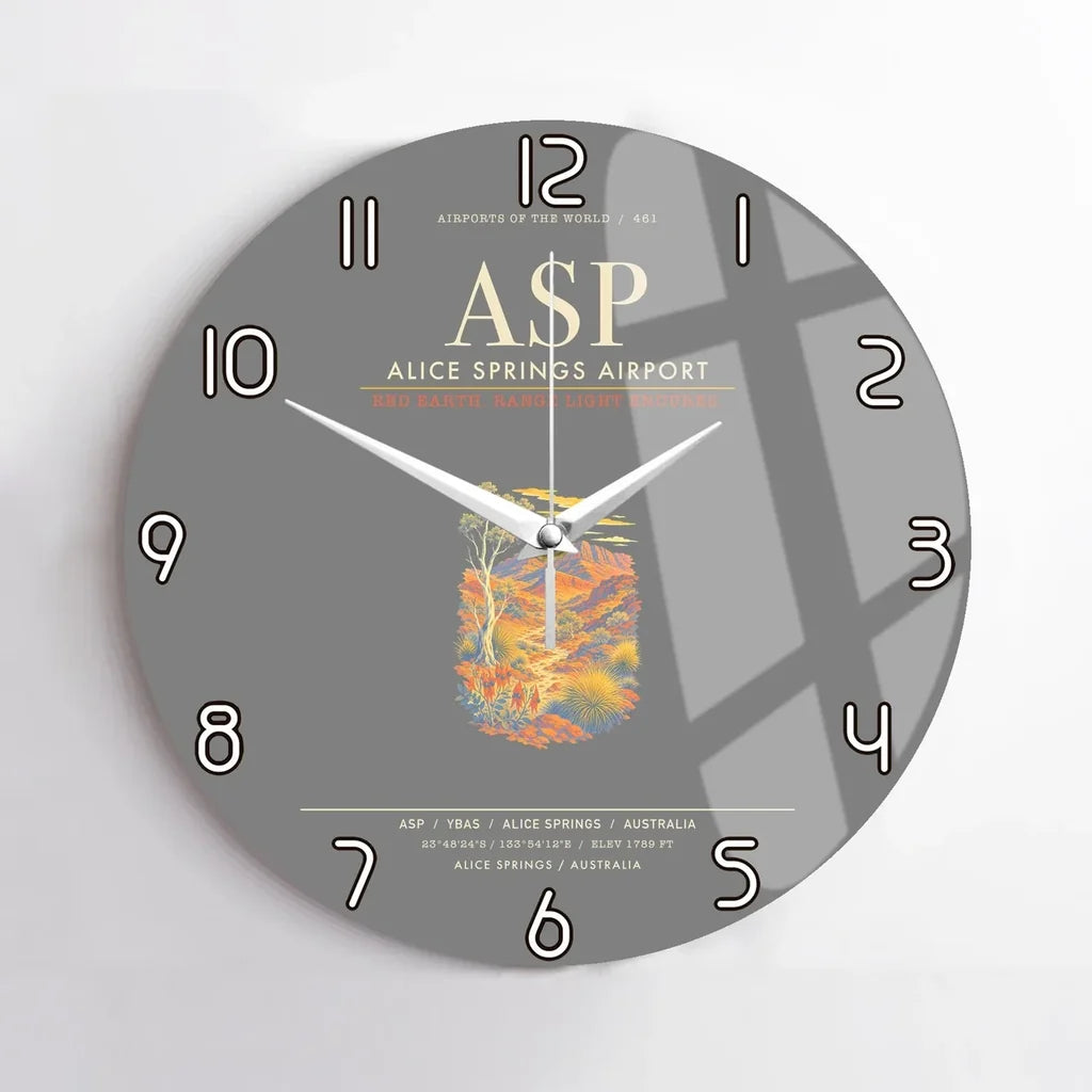 Alice Springs Airport ASP Wall-Clock No-Frame - Gray