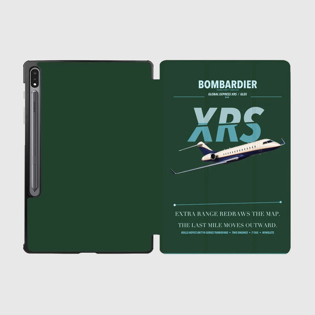 Bombardier Global Express XRS design on dark green samsung tablet tablet case