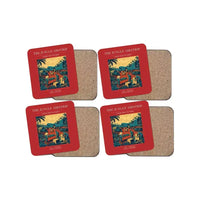 Thumbnail for The Jungle Airstrip - Designed Coasters design on red 4-pieces-set