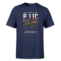 Thumbnail for PZL P.11c design on navy blue t-shirt, single-side print