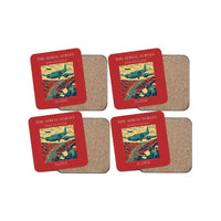 Thumbnail for The Aerial Survey - Designed Coasters design on red 4-pieces-set