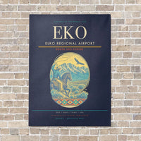 Thumbnail for Elko Regional Airport EKO vertical canvas print - no frame - navy blue background