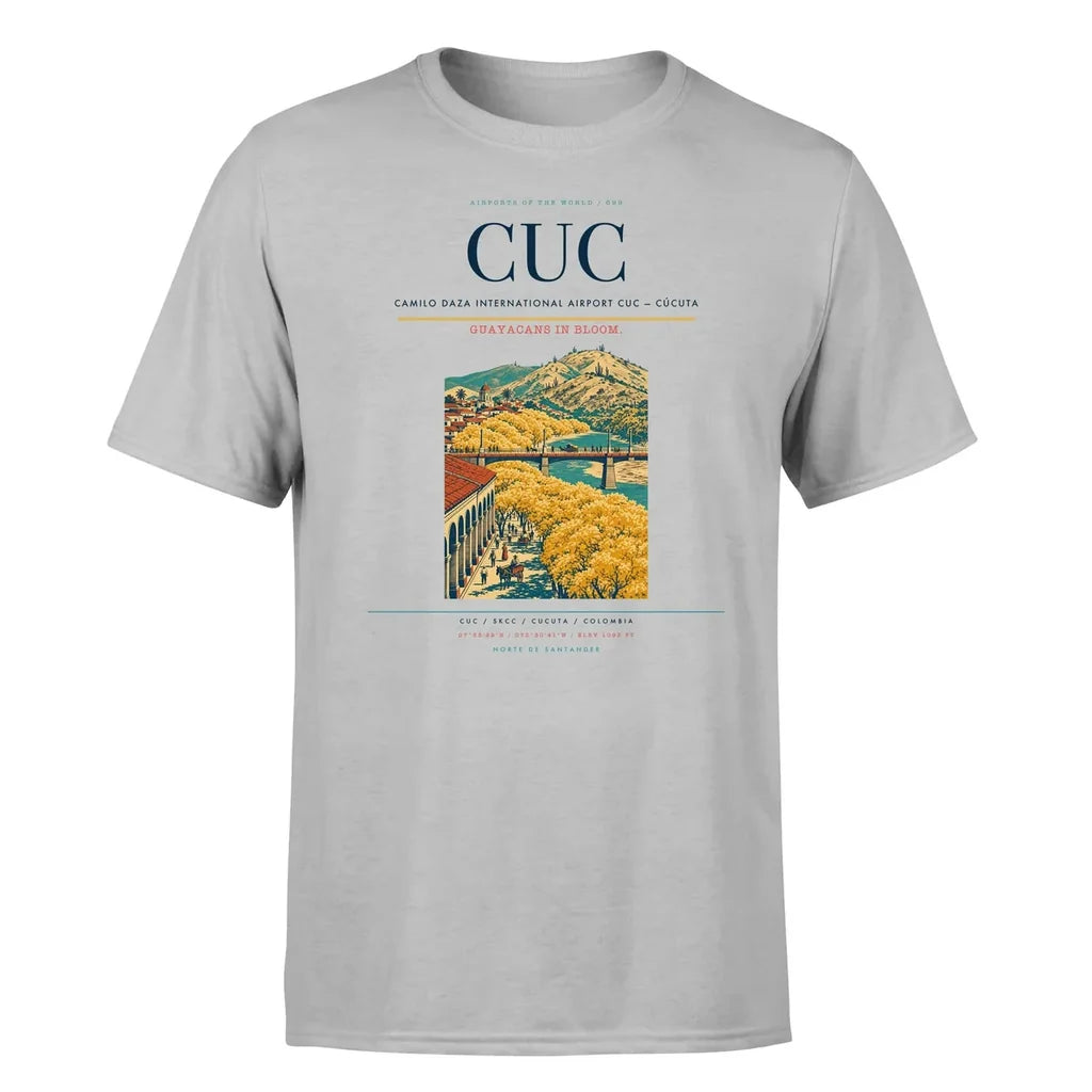 Camilo Daza International Airport (CUC) T-Shirt single-side front print in Light Gray | camilo-daza-international-airport-cuc-double-side-t-shirt
