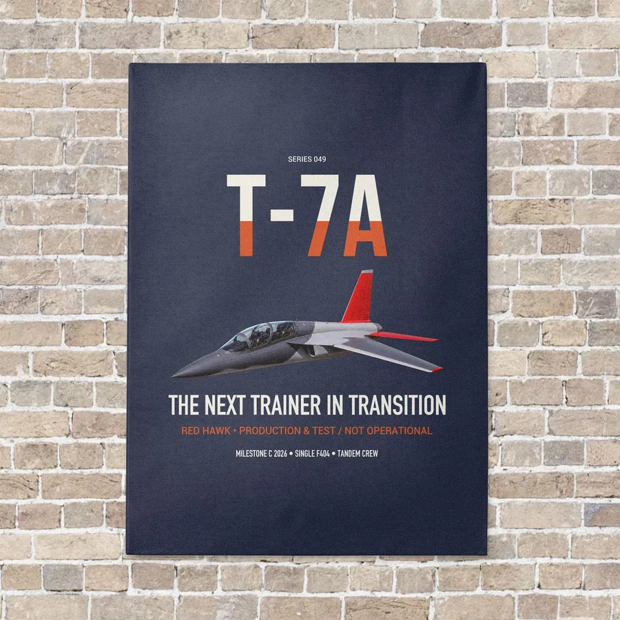 T-7A Red Hawk vertical canvas print - no frame - navy blue background