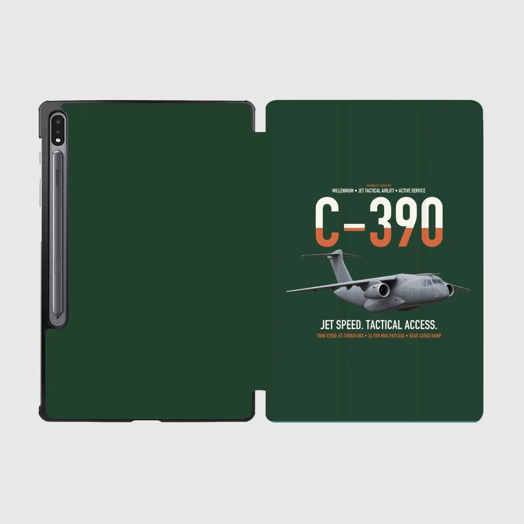 C-390 Millennium design on dark green samsung tablet tablet case