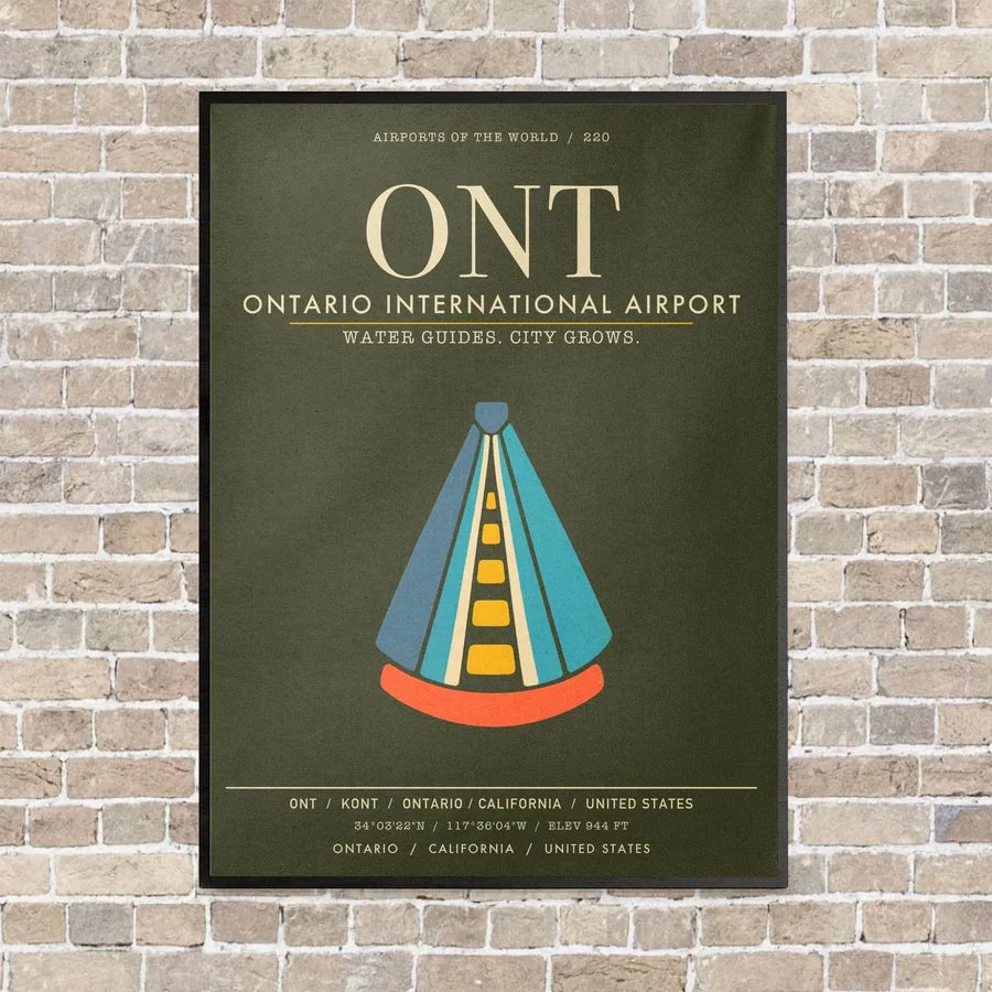 Ontario International Airport ONT - Canvas Framed - Green Army