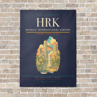 Thumbnail for Kharkiv International Airport HRK vertical canvas print - no frame - navy blue background