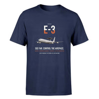 Thumbnail for E-3 Sentry AWACS design on navy blue double-side t-shirt, single-side print