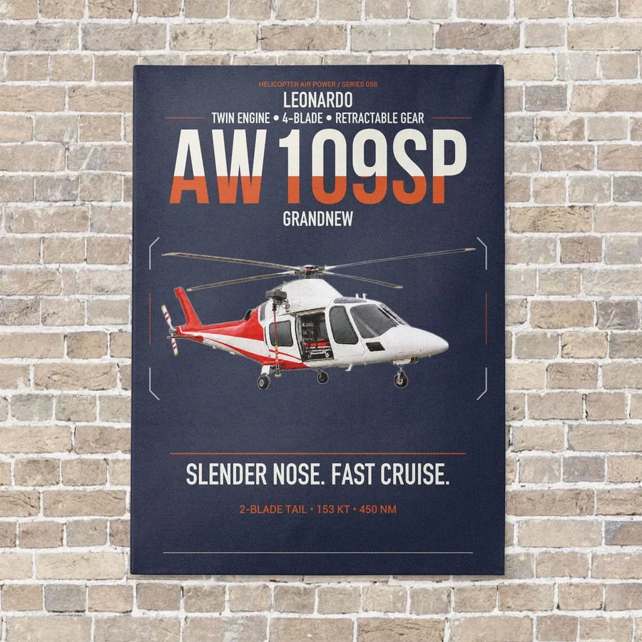 Leonardo AW109SP GrandNew vertical canvas print - no frame - navy blue background