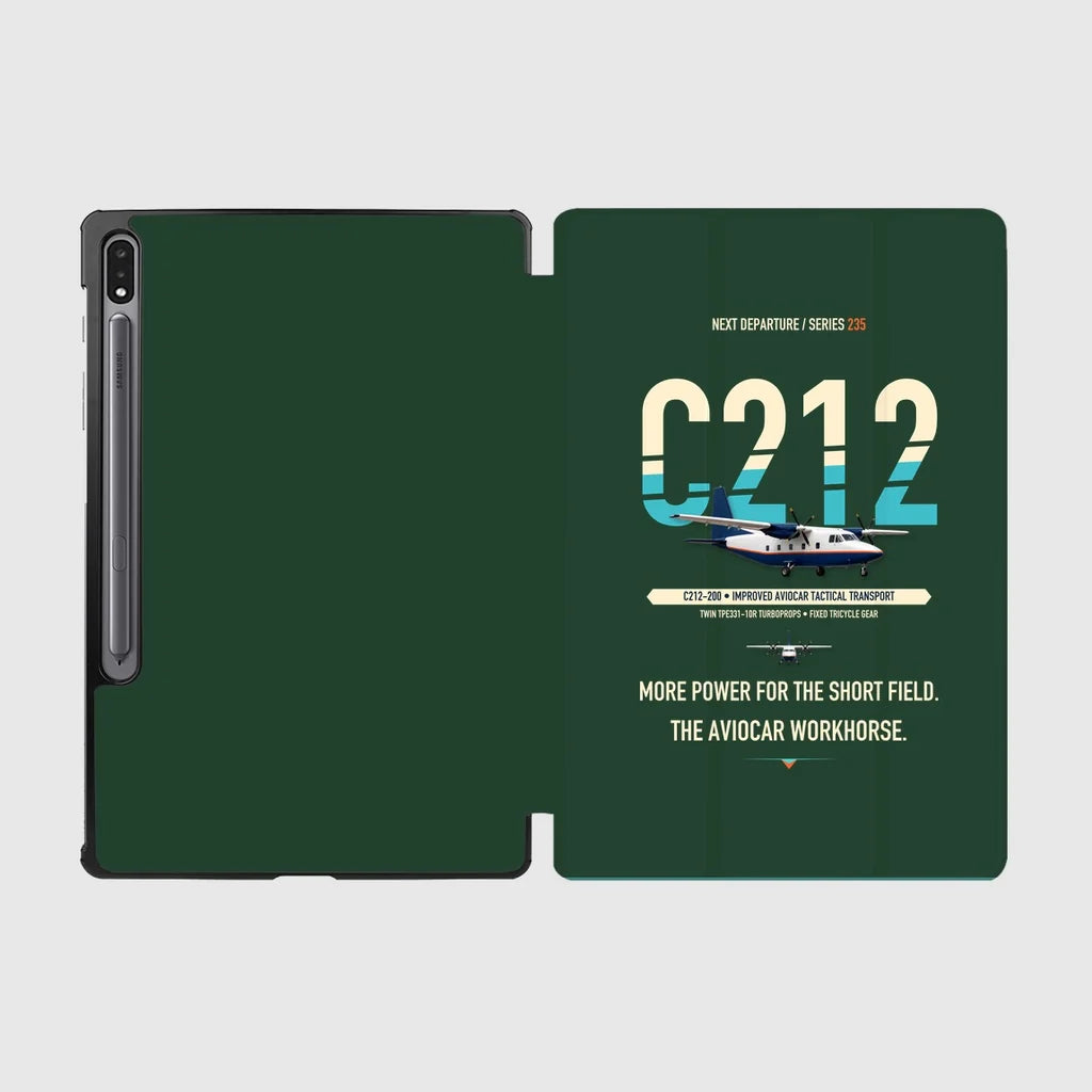 CASA C-212-200 Aviocar design on dark green samsung tablet tablet case