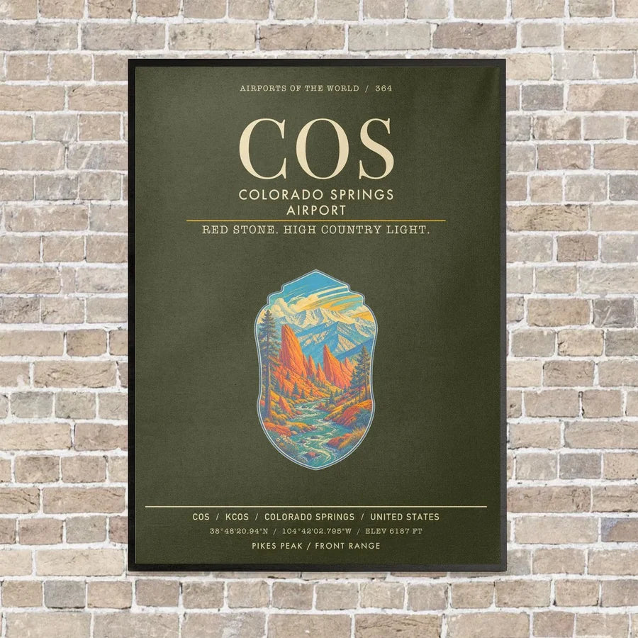 Colorado Springs Airport COS - Canvas Framed - Green Army