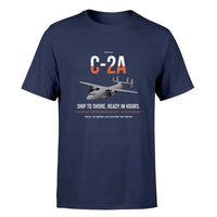 Thumbnail for C-2A Greyhound design on navy blue double-side t-shirt, single-side print