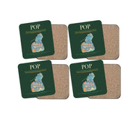 Thumbnail for Gregorio Luperón International Airport (POP) design on dark green 4 pieces set coaster