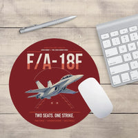 Thumbnail for F-A-18F Super Hornet design on dark red round mouse pad