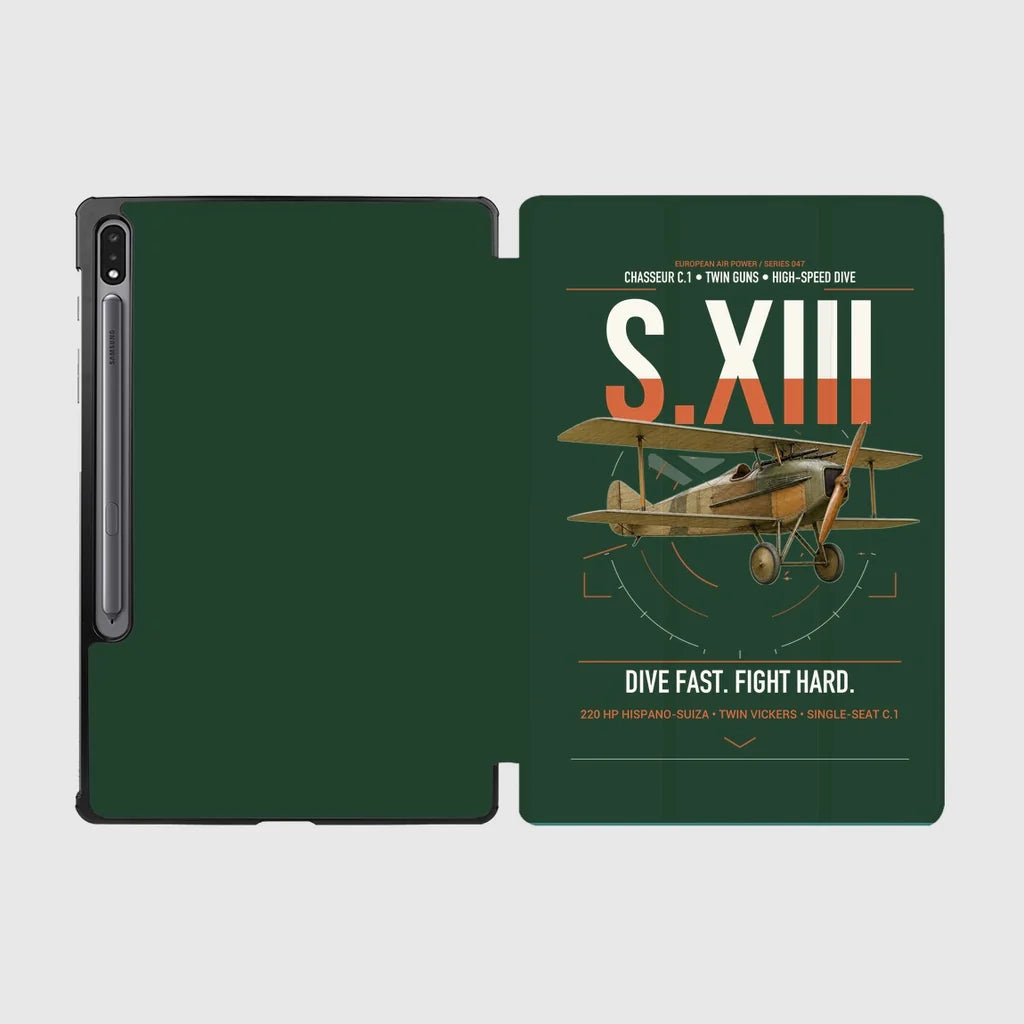 SPAD S.XIII C.1 design on dark green samsung tablet tablet case