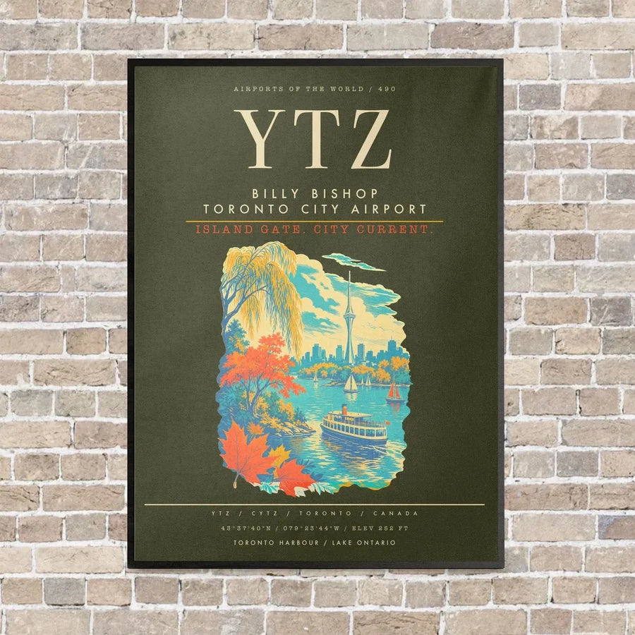 Billy Bishop Toronto City Airport YTZ - Canvas Framed - Green Army