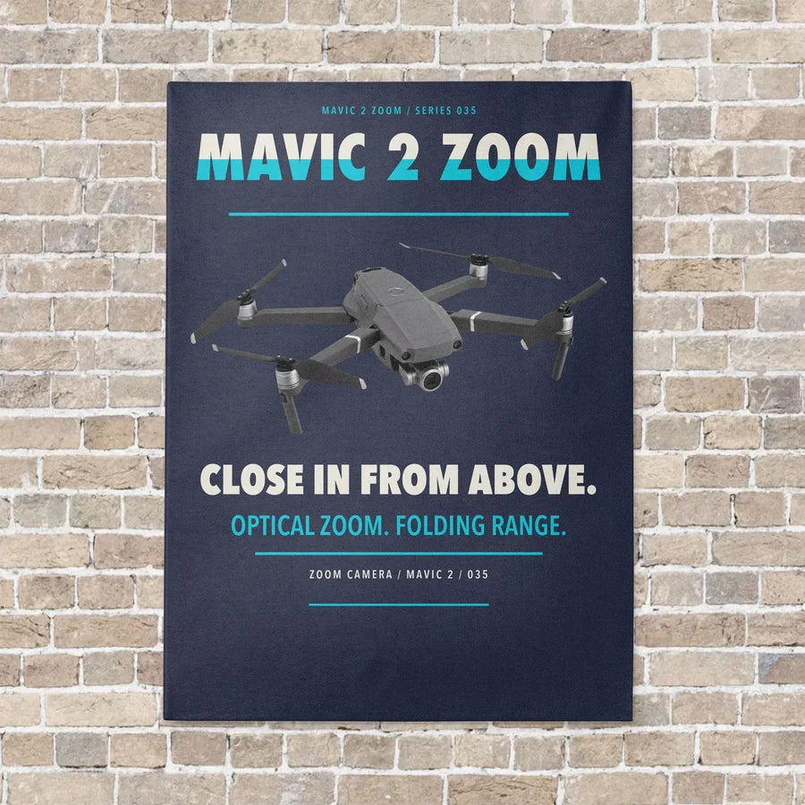 DJI Mavic 2 Zoom vertical canvas print - no frame - navy blue background