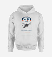 Thumbnail for Leonardo CH-149 Cormorant design on white double-side hoodie, single-side print