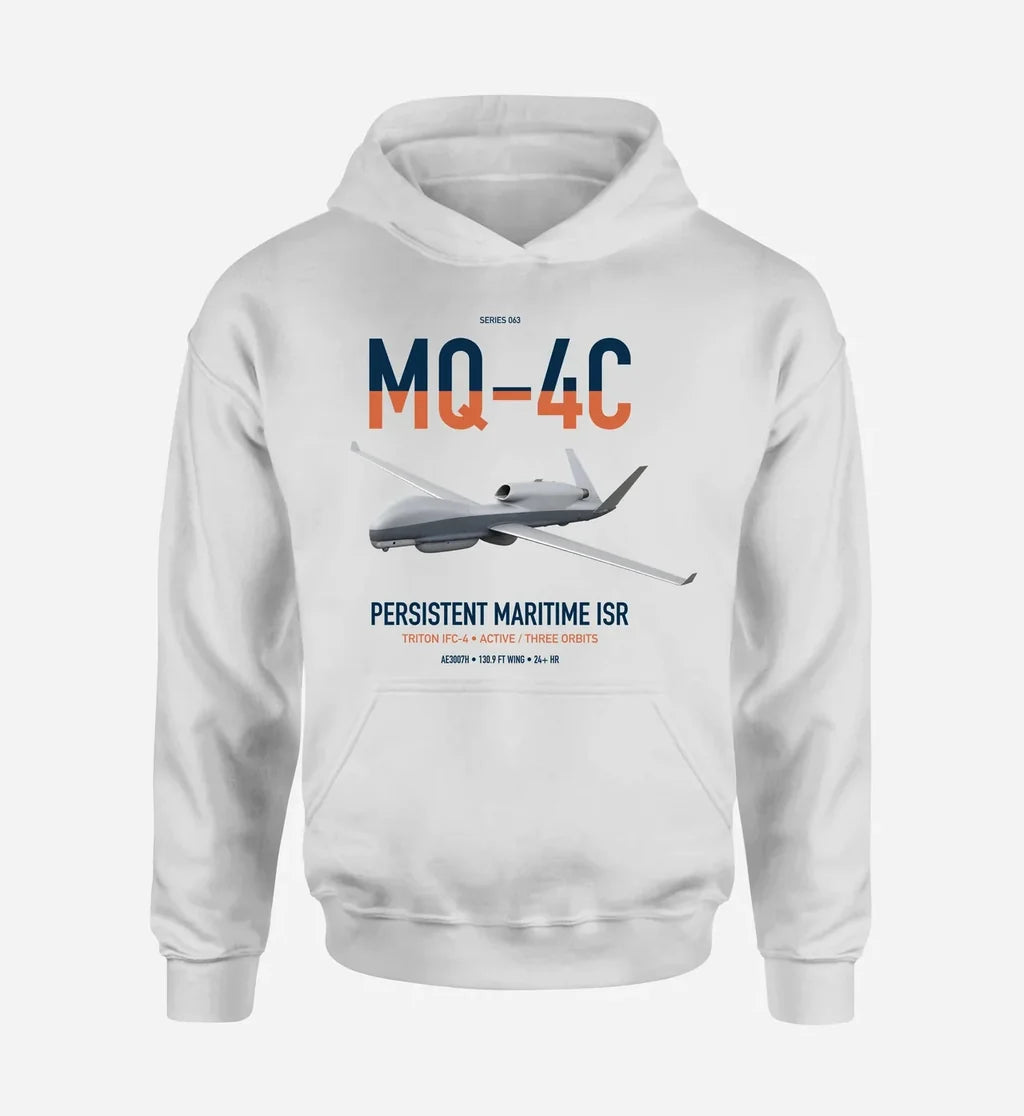 MQ-4C Triton IFC-4 design on white double-side hoodie, single-side print