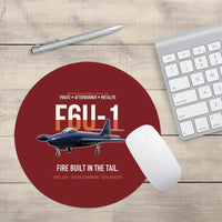 Thumbnail for F6U-1 Pirate Fire Built in the Tail design on dark red round mouse pad