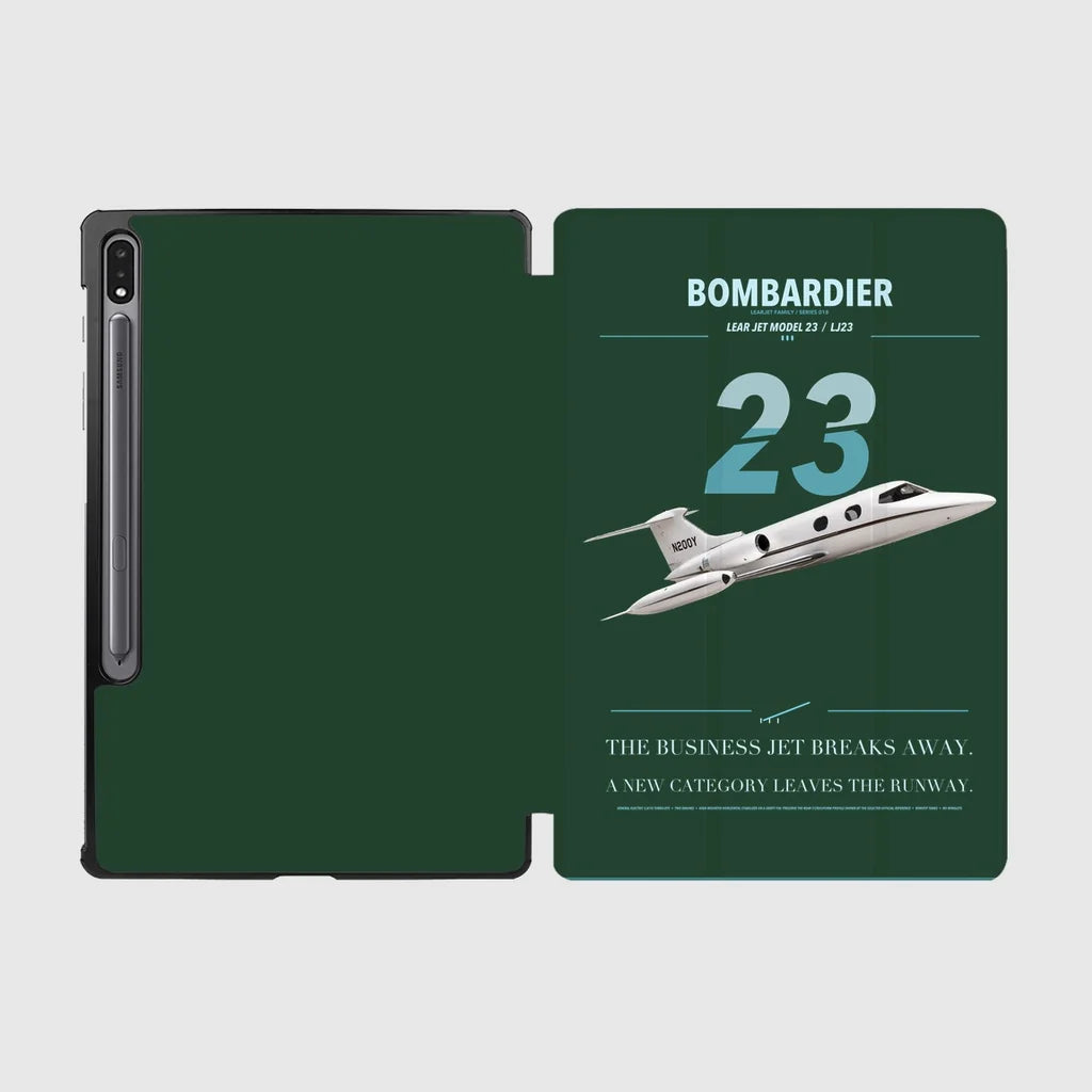 Bombardier Learjet 23 design on dark green samsung tablet tablet case