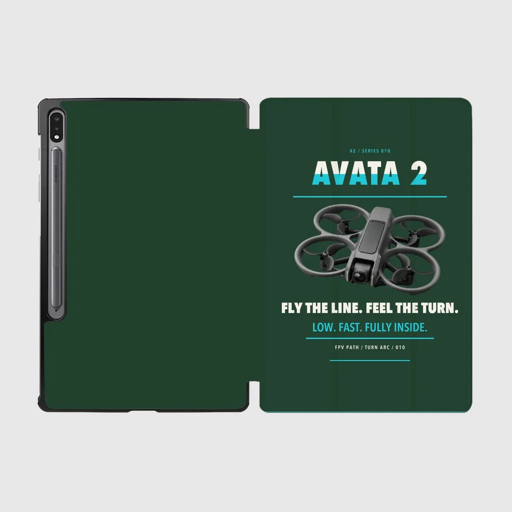 DJI Avata 2 design on dark green samsung tablet tablet case