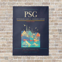 Thumbnail for Petersburg James A. Johnson Airport PSG vertical canvas print - no frame - navy blue background